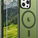 SUPFINE Magnetic for iPhone 14 Pro Max Case (Compatible with MagSafe) (Military Grade Drop Protection) Translucent Matte Shockproof Phone Case,Cangling Green