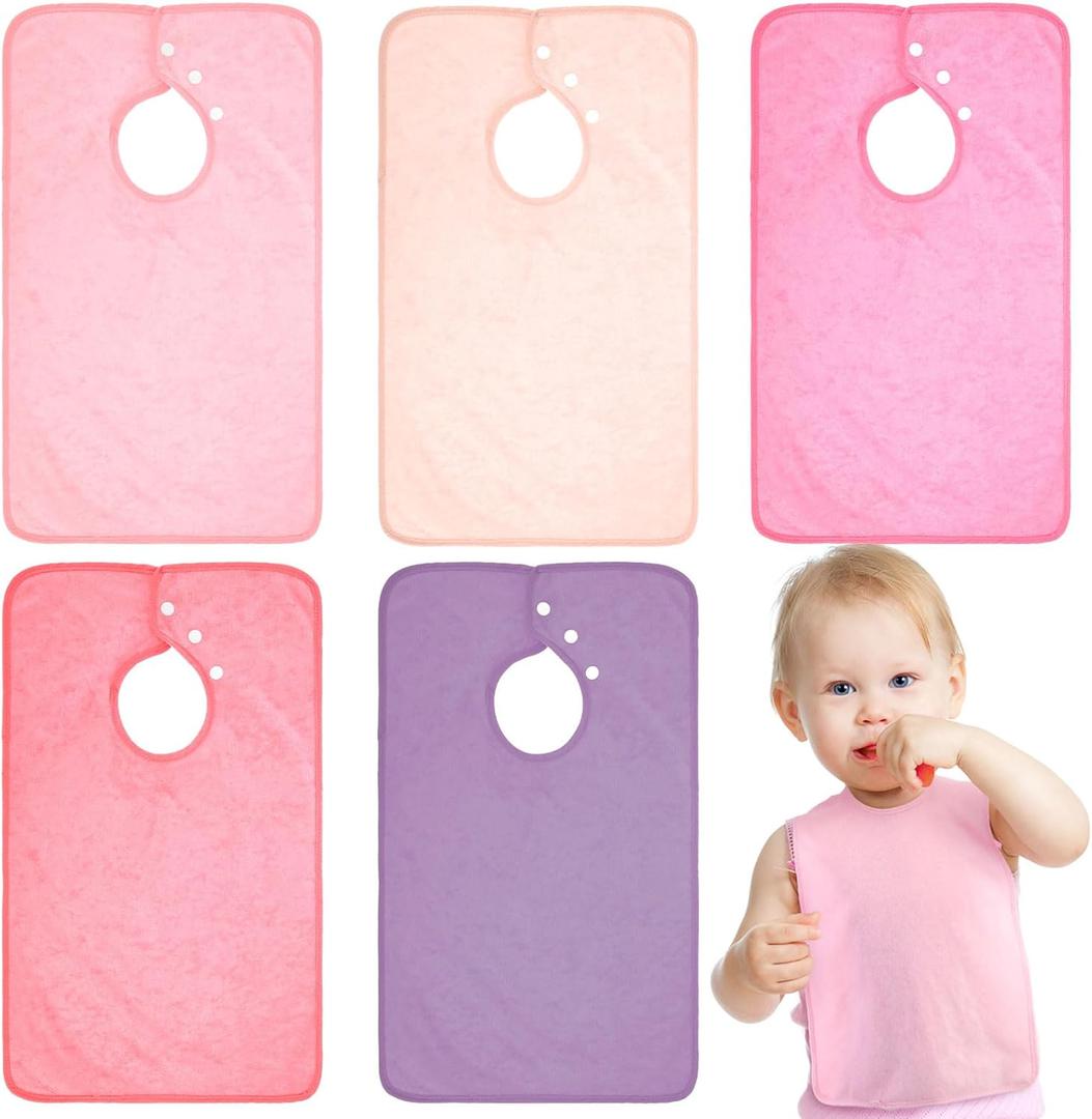 Hercicy Full Coverage Pullover Toddler Baby Bibs Terry Cloth Bibs with Snap Button for 0-4 Years Unisex Feeding Drooling (Cute)