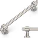 Amerdeco 10 Pack Brushed Satin Nickel Cabinet Pulls 5 Inch(128mm) Hole Center Drawer Pulls Cabinet Hardware Kitchen Cabinet Handles for Bathroom Dresser Pulls ZH0069