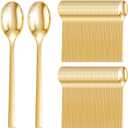 DaYammi 100 Pcs Gold Plastic Spoons, Gold Disposable Silverware, plastic Cutlery Heavy Duty Disposable Flatware Dinnerware Perfect for Dinner Parties, gold disposable Spoons for Wedding
