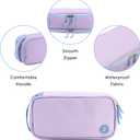 J World New York Doodle Large Capacity Pencil Case. 2 Compartment Pouch Pen Bag for School Teen Girl Boy Women, Purple