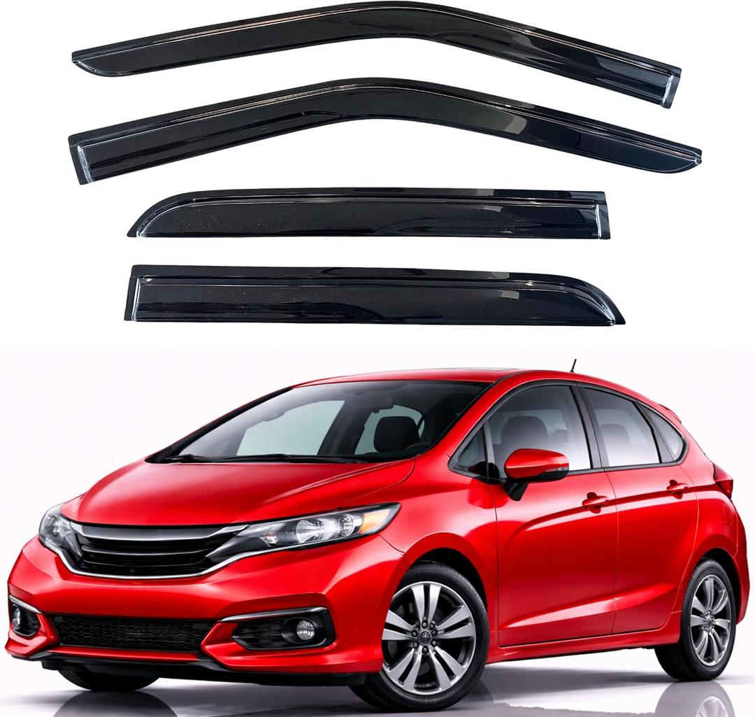 KPY Rain Guards Fit for 2015-2020 Honda Fit, Out-Channel Window Visors Vent Wind Deflectors 4PC, Car Accessories for 15-20 Honda Fit