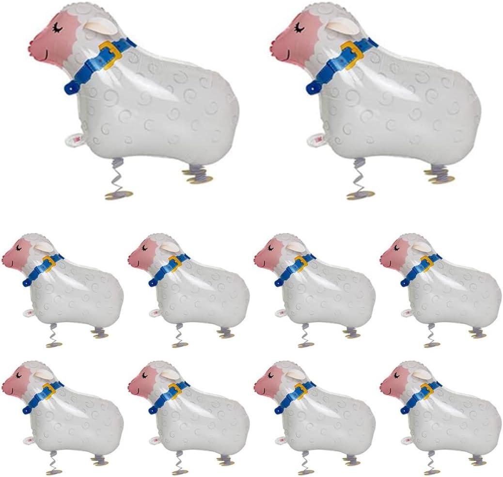 10Pcs Walking Animal Balloons Pet Balloons Farm Animal Balloon Foil Balloon for Party Decoration (Sheep)