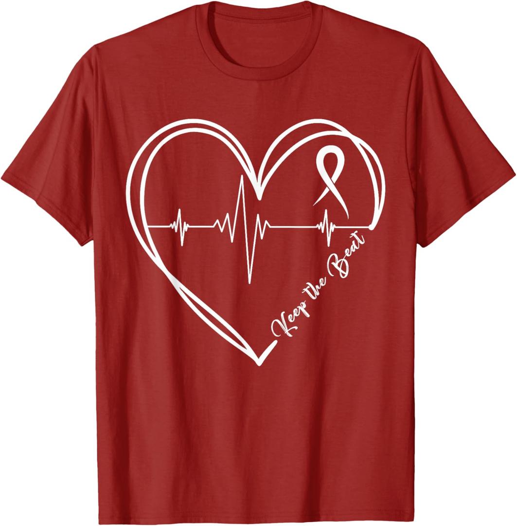 Heart Disease Awareness HeartBeat CHD Wear Red Heart Health T-Shirt, Cranberry Red, S