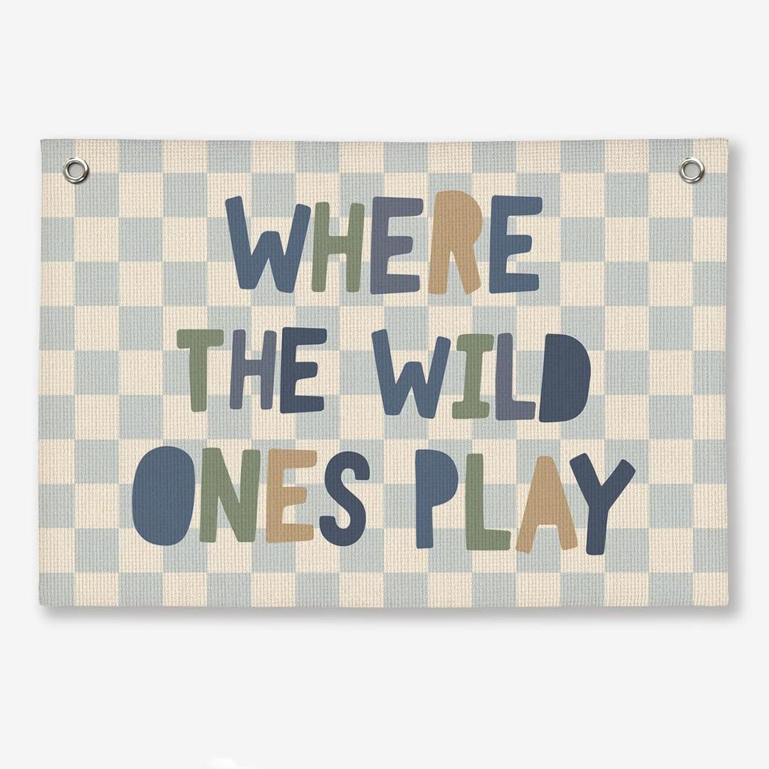 4 x BGFGZPL kids Bedroom Playroom Wall Decor, Kids Room Hanging Linen Banner, Playroom Wall Decor for Boys Girls Toddler Nursery Bedroom, 20x30 Inch