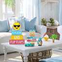 Vercraft 11 Pcs Summer Decorations Set Sunshine Tiered Tray Decor Hello Sweet Summer Wooden Blocks Flip Flops Coconut Tree Centerpiece for Home Office Decorations