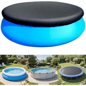 8ft Round Pool Cover 8 ft Round Frame Pool Covers Garden Outdoor Above Ground Swimming Pool Shades 96 in Hot Tub Canopy Backyard Adult Pool Accessories Rainproof Waterproof (Black)