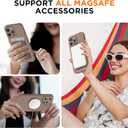 Magnetic for iPhone 14 Pro Max Case, Compatible with MagSafe, [Full Camera Protection][2 Screen Protectors], Suction Cup Phone Mount Silicone Shockproof Protective Phone Case 6.7", Light Brown