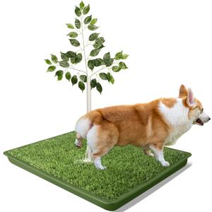 Grass Pee Pads for Dogs, 2 Pack Dog Grass Pad with Tray Washable Artificial Turf, Replaceable Pee Pad for Small, Medium, Large Pet, 26"x26" Green Tray