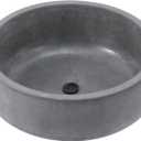 MyGift 8 Inch Round Unglazed Cement Planter Pot with Drainage Hole, Decorative Gray Concrete Indoor Succulent Cactus Planter Vase Bowl - Plants not Included (Small)