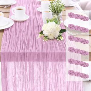 6-Pack Pink Cheesecloth Table Runners 10FT (35x120 Inch) Boho Rustic Gauze Fabric Cheese Cloth Table Runner for Weddings, Baby Showers, Bridal Shower, Farmhouse & Birthday Party Decor