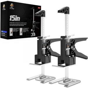 Labor Saving Arm Jack Handle 2 Pack, Construction Jack, Wall Tile Locator, Multi Function Height Adjustment Lifting Device, Door Panel Lifting Cabinet, Raised 9.8 in, Pair Dynamic Load 420 LB (Black & white)