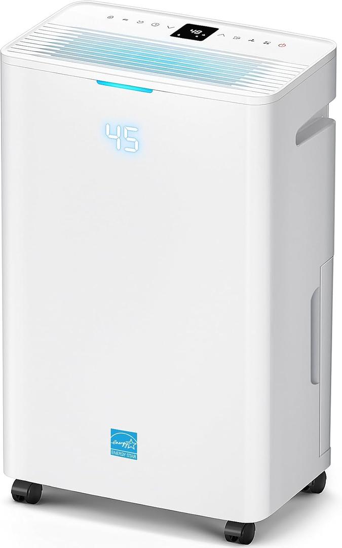 4500 Sq. Ft Dehumidifier, Max 80 Pint Dehumidifier for Basement, Compressor Dehumidifiers for Home with Drain Hose, Smart Humidity Control, Energy Efficient, Quiet for Bedroom, Large Rooms.