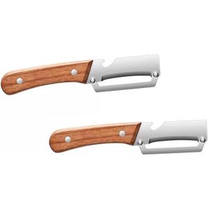 Multifunctional Vegetable Peeler,Zero Flex Peeler with Wooden Handle and Bottle Opener,Stainless Steel Kitchen Tool Suitable for All Kinds Of Vegetables and Fruits(2 PCS)