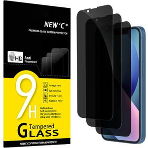 NEW'C 3 Pack Privacy for iPhone 13 Mini Screen Protector (5.4"), Enhanced 28-Degree Privacy Angle, Ultra Durable 9H Hardness, Bubble-Free