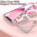 MagSafe Compatible Floral Case for iPhone 13/14, Clear Cute Girly Slim Transparent Phone Case with Magnolia Flowers for Women Girls Ladies (iPh 13/14-Magnolia/Clear)