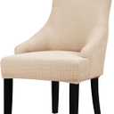 Lellen Velvet Stretch Wingback Chair Cover Slipcover - Reusable Protector Cover for Dining Room Banquet Home Decor etc Machine Washable Hand Washable (01 T-Shaped Twill Taupe, 1PC)