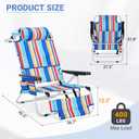 5 Position Folding Beach Chair with Face Hole, Portable Backpack Foldable Lounge Chair w/Headrest&Armrest,Heavy Duty Lay Flat Tanning Chair for Face Down Reading for Adult,440lb Capacity,Blue Stripes