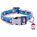 ADOGGYGO Christmas Dog Collar, Deer Santa Xmas Pet Collars Adjustable Soft Blue Christmas Collars for Dogs (Large)