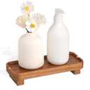 Wood Riser Small Decorative Tray Sink Soap Dish, Vanity Tray Pedestal Stand 8.7 x 3.6 inches (Light Brown)