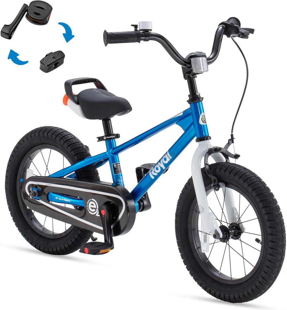 RoyalBaby EZ Kids Bike, 16 Inch Wheel Bicycle with Quick Release Crank for Beginners Easy Learn Biking, Boys Girls Ages 4-7 Years, Royal Blue