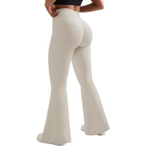 OMKAGI Fleece Lined Flare Leggings for Women Butt Lifting High Waisted Yoga Pants (XL)