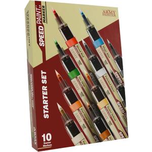 The Army Painter, Speedpaint Marker Starter Set, 10 x 6ml Speedpaint 2.0 Markers, 9 Contrast Paint Markers & 1 Metallic Acrylic Paint Marker