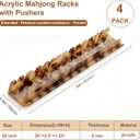Premium Acrylic Mahjong Racks with Magnetic Pushers Set of 4, 20 inch Scalloped Mahjong Racks, Include Storage Bags, Tortoise Shell Amber