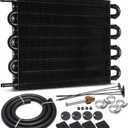 5/16" Transmission Oil Cooler Kit, 8 Pass Ultra-Cool Tube and Fin Cooler Kit Universal Aluminium Alloy Black