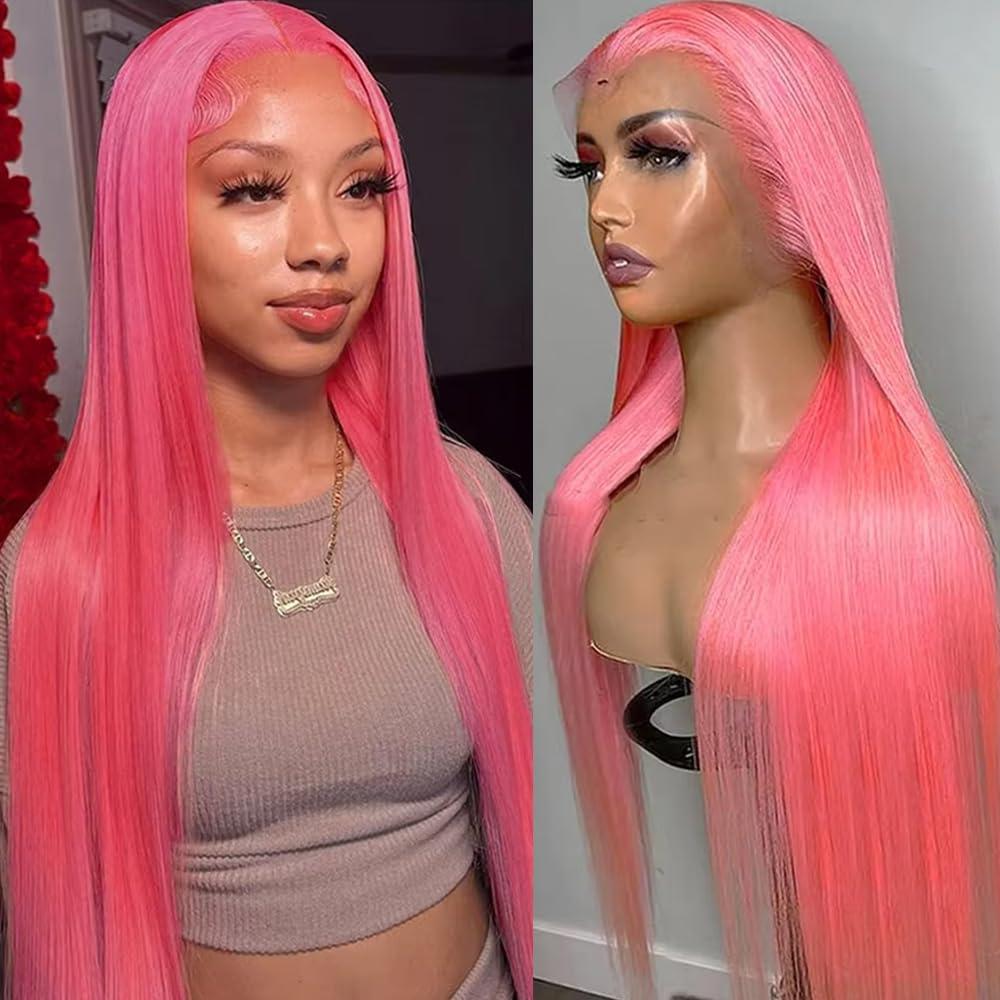 Pink Straight Wig Hair 30"