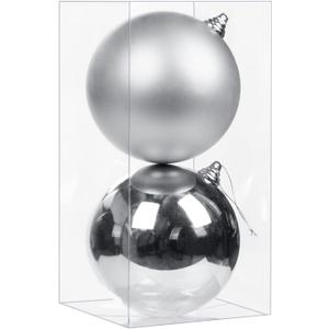 Christmas Ornaments Balls 5.9" Large Christmas Decorations Xmas Tree Shatterproof Big Silver Christmas Ball Ornaments with Hanging Loop for Wedding Holiday Halloween Party Indoor Outdoor Decor 2 Pcs