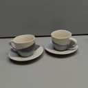 Bosmarlin Stoneware Coffee Cup Mug and Saucer Set of 2 for Latte, Cappuccino, Tea, 9 Oz, Dishwasher and Microwave Safe (Grey, 2) (Gray)