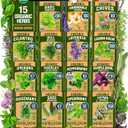 HOME GROWN Certified Organic Herb Seeds 15-Pack Non GMO, Heirloom 2,500+ Non GMO High-Germinating Heirloom Seeds for Planting Indoor Outdoor Herb Garden Hydroponics Garden Seeds, Basil Cilantro & More