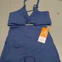 ABOCIW Workout Sets for Women 2 Piece Twist Front Halter Sports Bras High Waist Biker Shorts Exercise Gym Yoga Outfit (Blue, S)