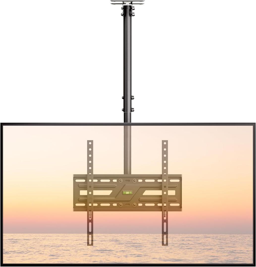 monTEK Ceiling TV Mount for 37-75 inch Flat Screen Displays, Hanging Adjustable Ceiling TV Bracket Fits Most LCD LED OLED 4K TVs, Pole Ceiling Mount Holds up to 110lbs, Max VESA 400x400mm