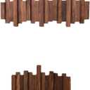 ELECANE Piano Coat Rack Wall Mount, Wooden Piano Key Coat Rack with Flip Down Magnetic Hooks, Wall Mounted Coat Hanger for Entryway Bedroom Kitchen (Walnut, 8Hooks)