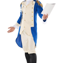 Morph George Washington Costume For Adults With Wig - Colonial Men’s Costume - Historical Dress Up Outfit, M
