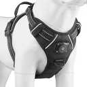 Waterproof AirTag Dog Harness, No-Pull Dog Harness with Airtag Holder, Reflective Adjustable Dog Vest Harness with Apple Air Tag Case, Material- Durable Harness for Small Medium Large Dogs (Black, M)
