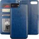 Bocasal for iPhone 7/8 Plus Wallet Case with Card Holder PU Leather Magnetic Detachable Kickstand Shockproof Wrist Strap Removable Flip Cover for 5.5 inch (Blue)