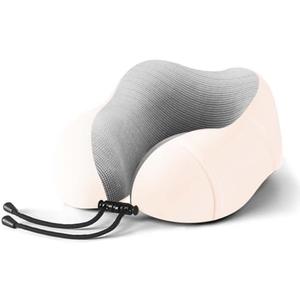 Neck Pillow for Traveling,Premium Memory Foam Travel Neck Pillow for Airplane,Soft Smooth & Breathable Cover,Adjustable Headrest Sleep Flight Pillow for Plane,Car,Office and Home,Light Pink