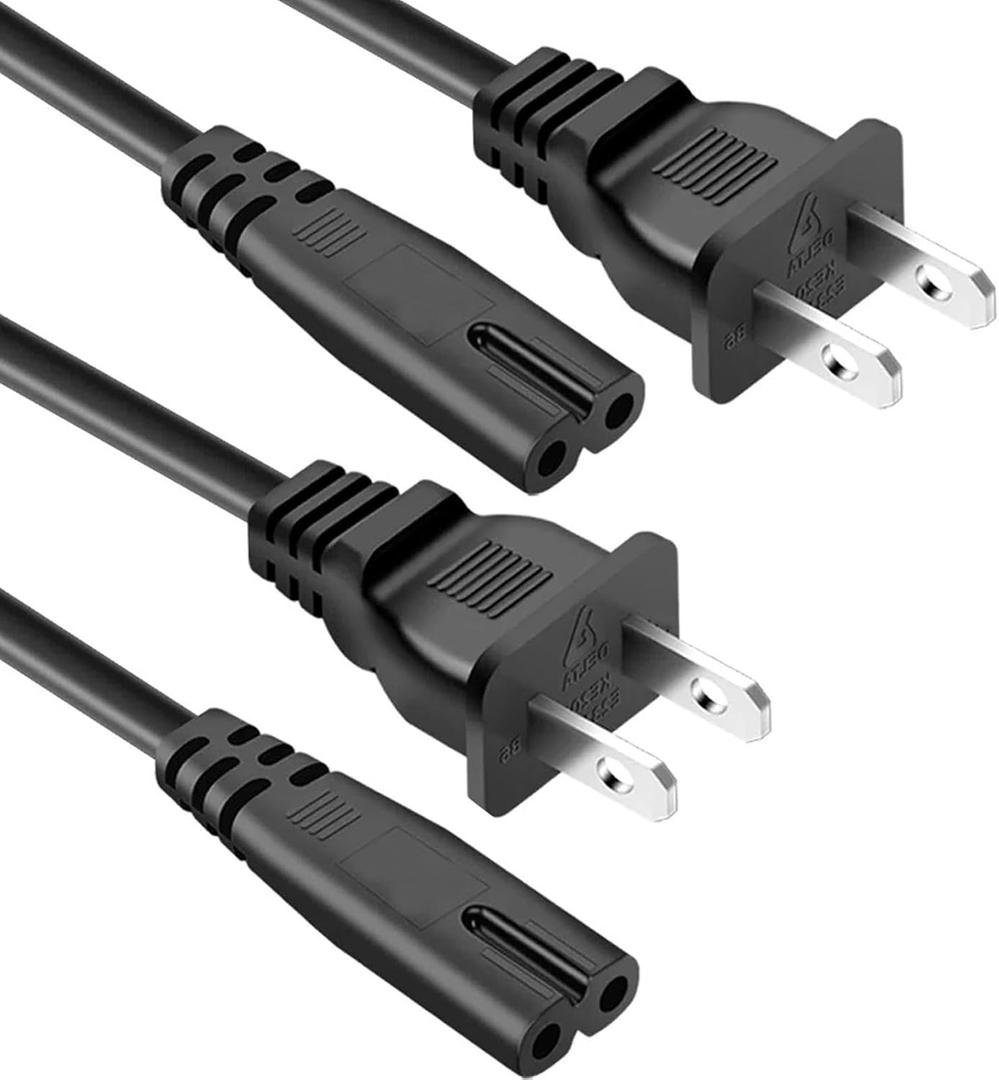 AC Power Cord Fit for PS4/PS5/PS3 Super Slim,PlayStation 5/4,Xbox Series S/X,Xbox One S/X Power Cable Replacement 2-Pack