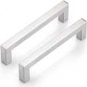 Probrico 5 Pack | 5" Hole Centers Brushed Nickel Square Cabinet Pulls Stainless Steel Kitchen Cupboard Handles Cabinet Drawer Dresser Pulls 5.5 inchTotal Length