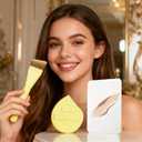 Flat Foundation Brush for Liquid Makeup with Powder Puff and Color Palette, Spatula Brush Facial Makeup, Face Concealer Brushes for Blending Cream