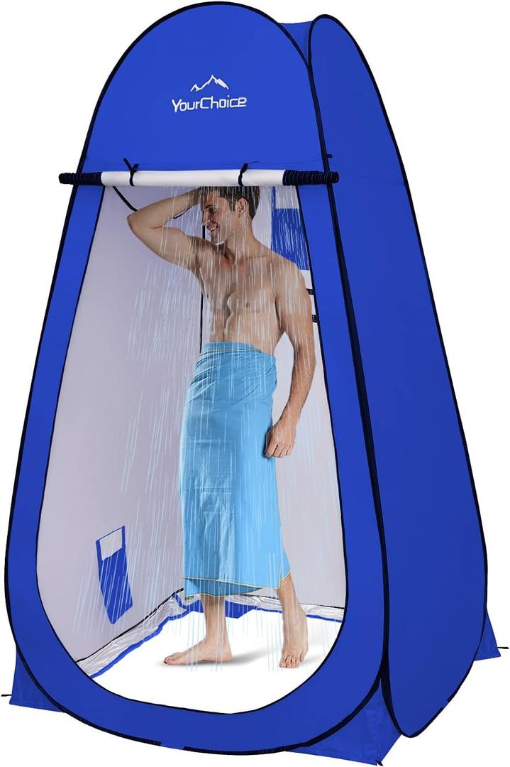 Your Choice XL Pop Up Privacy Shower Tent - Portable Changing Tent for Camping, Beach & Poolside - 82.6" Tall Double Storage Pockets & Carry Bag (Blue)