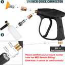 Clatoon Pressure Washer Short Gun, Foam Cannon with 1/4 Inch Quick Connector, Power Washer with 5 Pressure Washer Nozzle Tips, M22-14 mm Inlet Connector