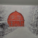 Red Barn Pictures Wall Art Decor Snowy Barn House Winter Landspace Picture Print on Canvas for Bathroom Bedroom with Framed Ready to Hang 32 x 24
