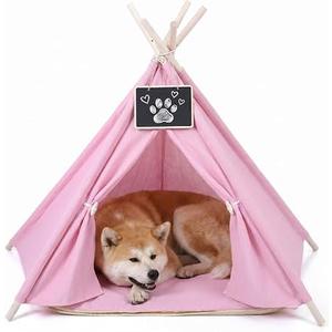 Scnbom Pet Teepee Dog & Puppy Cat Tents Tipi Bed Portable Houses
with Thick Cushion for Pets Up to 15lbs