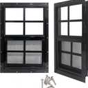Yuzzy 14" x 21" Shed Windows with Tempered Glass and Fiberglass Screen, 2 Pack Small Sliding Windows for Shed, Chicken Coop, Playhouse, Household, Garage, Barns (Black)