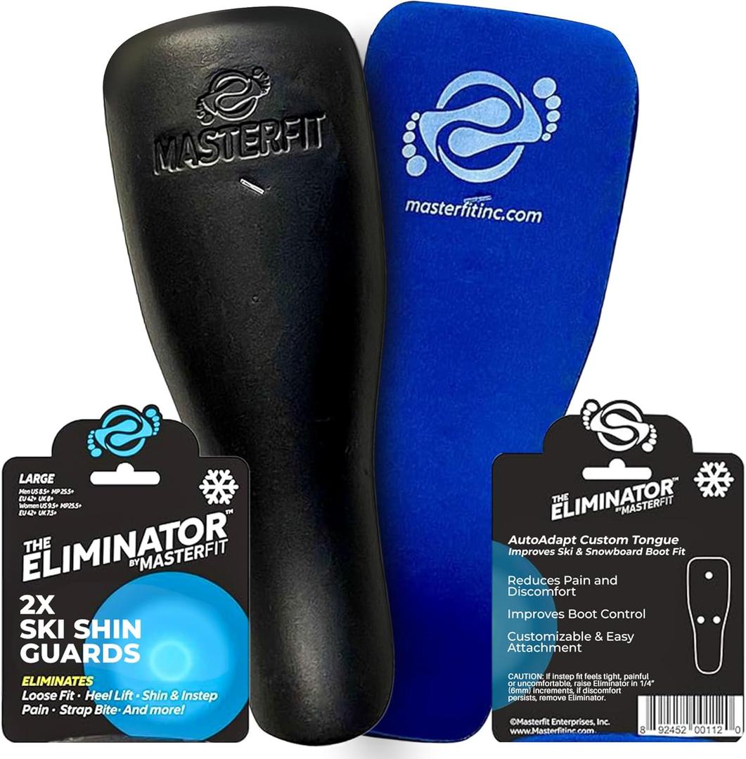 The Eliminator Ski Shin Guards for Skiing, Adult Ski Shin Guards for Skis and Snowboard Boots, Foam Pads to Reduce Discomfort, Boot Volume Reducer & Protector for Men & Women