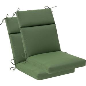 QILLOWAY Outdoor/Indoor High Back Chair Cushion,Replacement Deep Seat Cushions,All Weather Water Resistant/Fade Resistant Seat Pads with Ties,2counts,Dark Green